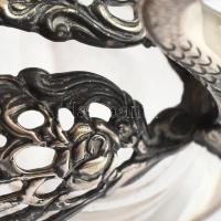 Ezüst (Ag) hattyú formájú fűszertartó, üveg aljjal, jelzett, m:7,5cm, bruttó: 83,5g