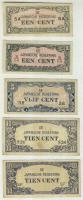 Holland-Indiák/II. világháború/japán megszállás 1942. 1c (2x), 5c, 10c (3x), 1/2G (1x), 1G (1x), 10G (1x) T:I,II,III Összesen 9db!