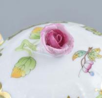 Herendi Viktória füles csokoládés csésze fedővel, kézzel festett, jelzett, hibátlan, h: 13 cm