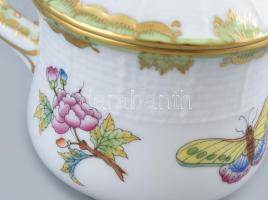 Herendi Viktória füles csokoládés csésze fedővel, kézzel festett, jelzett, hibátlan, h: 13 cm