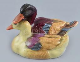 Herendi porcelán kacsapár, kézzel festett, jelzett, apró kopásnyomokkal, ragasztott m: 7×8×11,5 cm