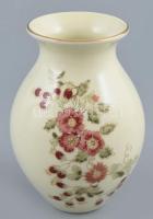 Zsolnay virágmintás váza, kézzel festett, jelzett, hibátlan, m: 13 cm