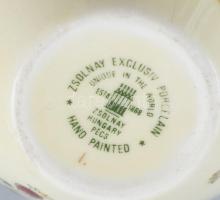 Zsolnay virágmintás váza, kézzel festett, jelzett, hibátlan, m: 13 cm