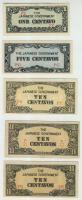 Fülöp-szigetek/II. világháború/japán megszállás 1942. 1c, 5c, 10c (3x), 50c, 5P, 10P (2x) T:I,II,III Összesen 9db!