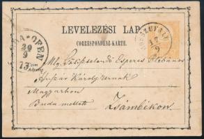 1873 2kr díjjegyes levelezőlap / PS-card "HOSSZÚFALU" (Gudlin 400 p)