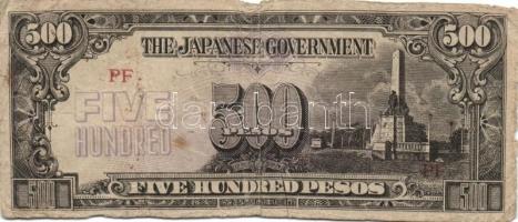 Fülöp-szigetek/II. világháború/japán megszállás 1943-44. 1P (2x), 5P (3x), 100P, 500P T:I,II,III Öss...