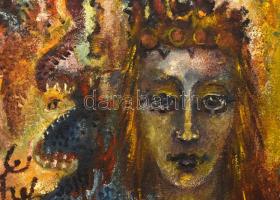 Győri jelzéssel: Tüzes karnevál. Olaj, vászon. 15x28 cm. Dekroatív fa keretben