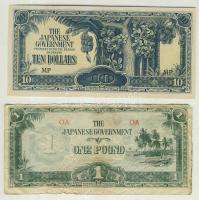 Malájföld / II.világháború / japán megszállás 1942-44. 4klf bankjegy + Óceánia / II.világháború / ja...