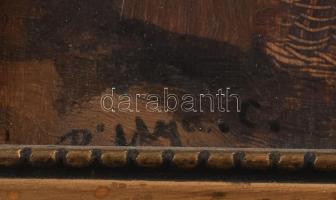 Pállya Celesztin (1864-1948): Piaci kofák. Olaj, falemez, jelzett, keretben, 9x14 cm