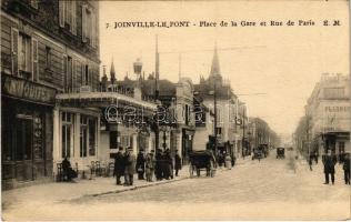 Joinville-le-Pont, Place de la Gare et Rue du Paris / street view, pharmacy, shops (EK)