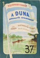 1958 A Duna Budapesttől Sztálinvárosig, vízisporttérkép, Kartográfiai Vállalat, 40×112 cm