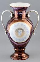 Hollóházi nagy méretű, porcelán váza, Pénzverde logójával, jelzett, kopott, ferde m:41cm