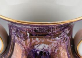 Hollóházi nagy méretű, porcelán váza, Pénzverde logójával, jelzett, kopott, ferde m:41cm