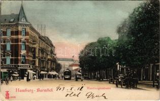 1903 Hamburg, Barmbek, Hamburgerstrasse / street view, tram, shop. M. Glückstadt & Münden (EK)