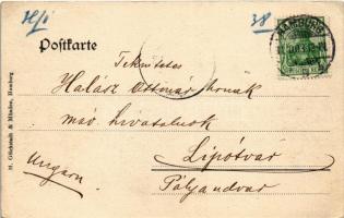 1903 Hamburg, Barmbek, Hamburgerstrasse / street view, tram, shop. M. Glückstadt & Münden (EK)