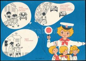 cca 1970-1980 Országos Közlekedésbiztonsági Tanács grafikus iskolai órarend, kissé kopott, 21x14,5 c...