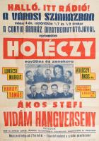 cca 1950 Városi Színház koncertek (Holéczy, Ákos Stefi) plakátja, hajtott, szélein kis szakadásokkal, 84×59 cm