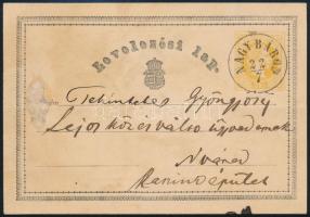 1870 2kr díjjegyes levelezőlap / PS-card NAGY BÁROD (Gudlin 350 p)