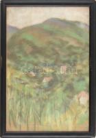 Olvashatatlan jelzéssel: Hegyvidéki táj, 1921. Pasztell, papír. 50x34 cm. Üvegezett, kissé sérült korabeli fakeretben.