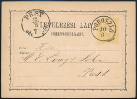 1871 2kr díjjegyes levelezőlap / PS-card POROSZLÓ
