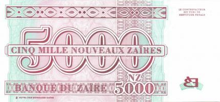 Zaire 1985-1995. 10klf bankjegy T:I