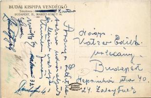 Budapest II. Budai Kispipa vendéglő, Mihály Gyula vendéglős, kerthelyiség, étterem, Bodrics Béla, be...