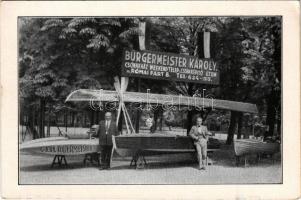 Budapest III. Bürgermeister Károly féle csónakház, weekend telep és csónaképítő üzem. Kiadja Germ Károly, Római part 8. (EK)