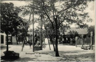 Budapest XII. Svábhegy, Piac tér, lovaskocsi, Vadász vendéglő, üzletek