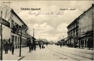 1910 Budapest IV. Újpest, Árpád úti részlet, villamospálya. Weisz Berthold kiadása