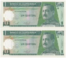 Guatemala 2006. 1Q (2x) sorszámkövetők B25096303B - B25096304B T:I Guatemala 2006. 1 Quetzal (2x) consecutive serials B25096303B - B25096304B C:UNC