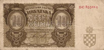 Horvátország 1941. 10K, 500K, 1000K + 1943. 1000K T:III