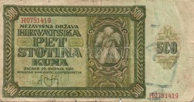 Horvátország 1941. 10K, 500K, 1000K + 1943. 1000K T:III