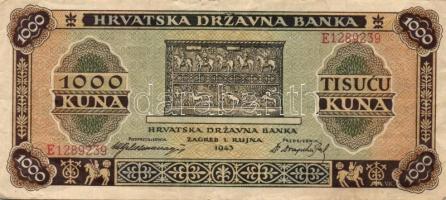 Horvátország 1941. 10K, 500K, 1000K + 1943. 1000K T:III