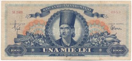 Románia 1948. 1000L T:III,III- Romania 1948. 1000 Lei C:F,VG Krause P#85