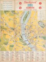 cca 1940 Budapest térképe / Magyarország autó- és vasúthálózatának térképe, Corvin Áruház Bp. reklám kiadványa, hajtva, szakadásokkal, 41,5x31 cm