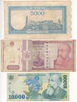 Románia 1943-1999. 500L-10.000L T:III,III- Romania 1943-1999. 500 Lei - 10.000 Lei C:F,VG