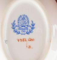 Herendi Viktória mintás gyufatartó és tálka. Kézzel festett, jelzett, kopással. 6 cm, 7 cm