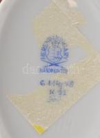 Herendi Viktória mintás porcelán rózsás bonbonier, kézzel festett, jelzett, hibátlan, d: 7 cm cm