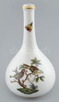 Herendi Rotschild mintás, madaras dekor vázácska, kézzel festett, jelzett, hibátlan, m: 13 cm