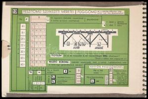 1942 Közúti szükséghídépítés 36 t kihúzható táblázatok, skálák. Egészvászon kötésben. 18x12 cm