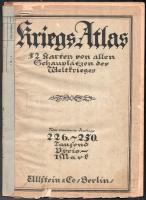1916 Kriegs-Atlas, 52 Karten von allen Schauplätzen des Weltkrieges, sérült, 48p