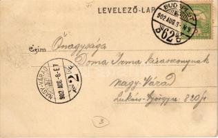 1902 Budapest VI. Nyugati pályaudvar, villamosok, lovaskocsik. Divald Károly 108. (Bal oldali épület...