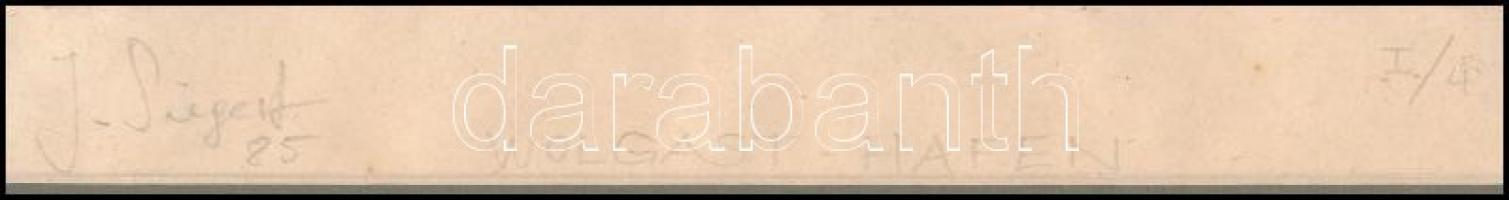 J. Siegert jelzéssel, 2 db grafika: Wolgast-Hafen, 1985 és Am Haff, 1984. Rézkarc, papír. Jelzett. P...