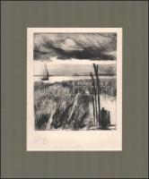 J. Siegert jelzéssel, 2 db grafika: Wolgast-Hafen, 1985 és Am Haff, 1984. Rézkarc, papír. Jelzett. P...