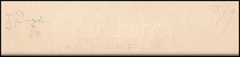 J. Siegert jelzéssel, 2 db grafika: Wolgast-Hafen, 1985 és Am Haff, 1984. Rézkarc, papír. Jelzett. P...