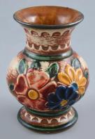 Német retró virágos váza, festett, kerámia, apró kopás, jelzett, m: 14 cm
