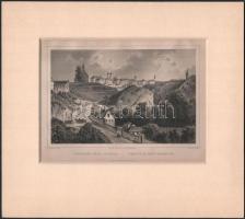 L. Rohbock (1820-1883) rajza alapján metszette A. Fesca: Veszprém déli oldala. Acélmetszet, papír, jelzett a metszeten. Lauffer és Stolp Pest. Paszpartuban. 11,5x17,5 cm