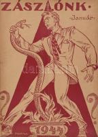 1942-1944 Zászlónk c. ifjúsági folyóirat 12 d száma, fekete-fehér képekkel illusztrálva