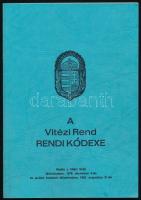 1985 A Vitézi rend rendi kódexe. névre szóló példány. 96p Kiadói papírkötésben.