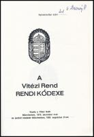 1985 A Vitézi rend rendi kódexe. névre szóló példány. 96p Kiadói papírkötésben